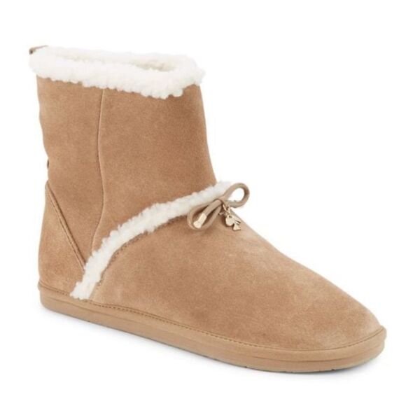 NEW Kate Spade Faux shearling suede boots tan 10 - Picture 1 of 7